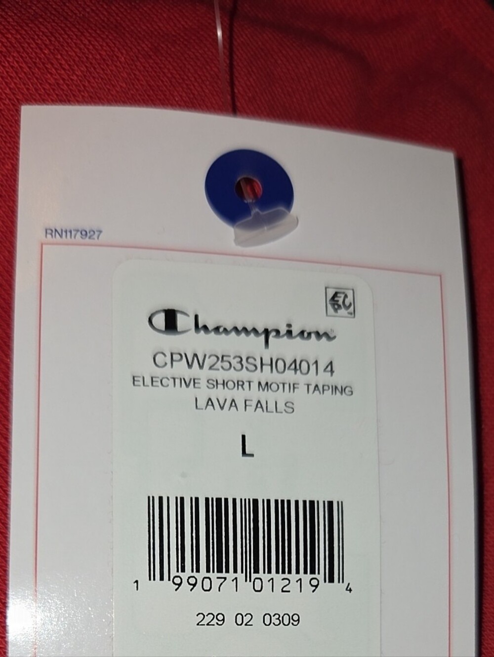 Champion Women’s Large Red Athletic Shorts Side Tape Logo French Terry NWT - Picture 7 of 8